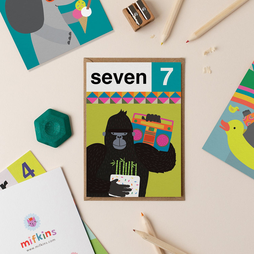 Gorilla Seven 7th Birthday Card