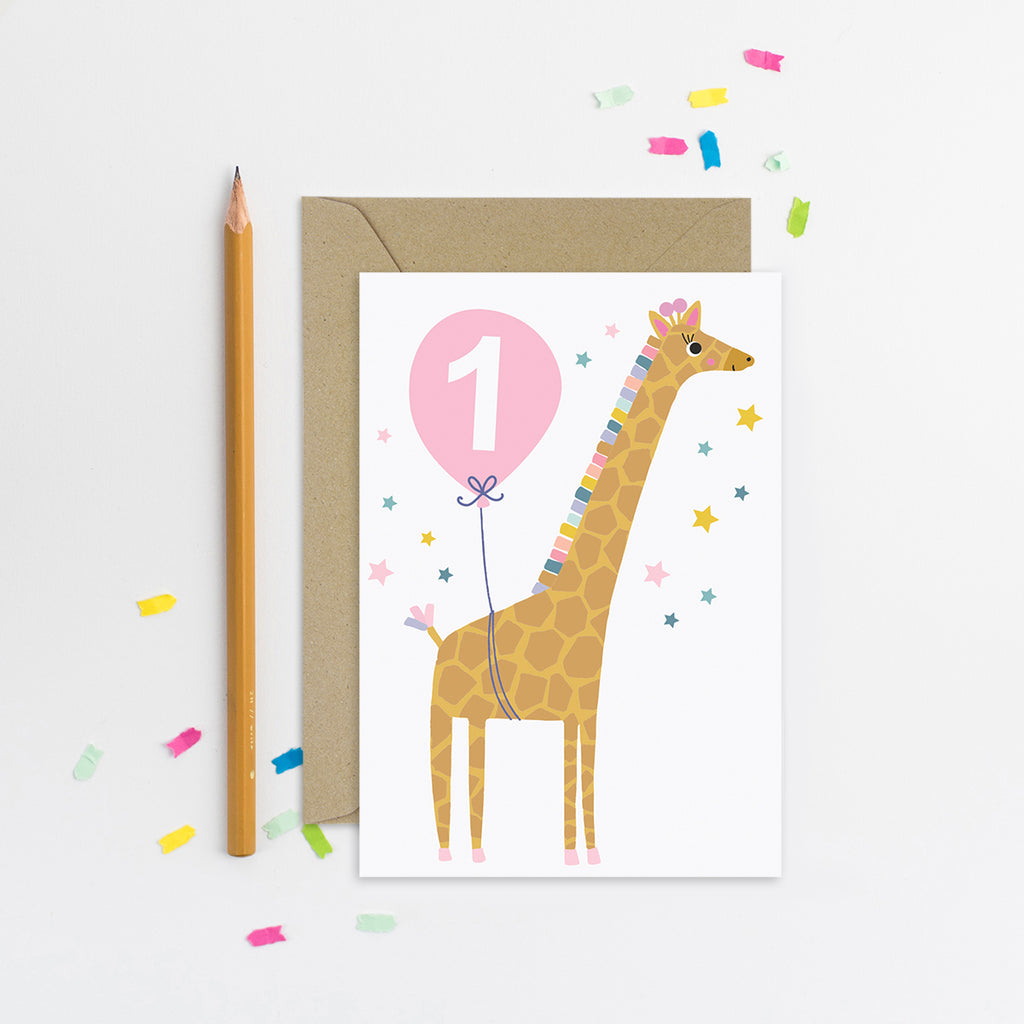 Giraffe Baby Age 1 Card