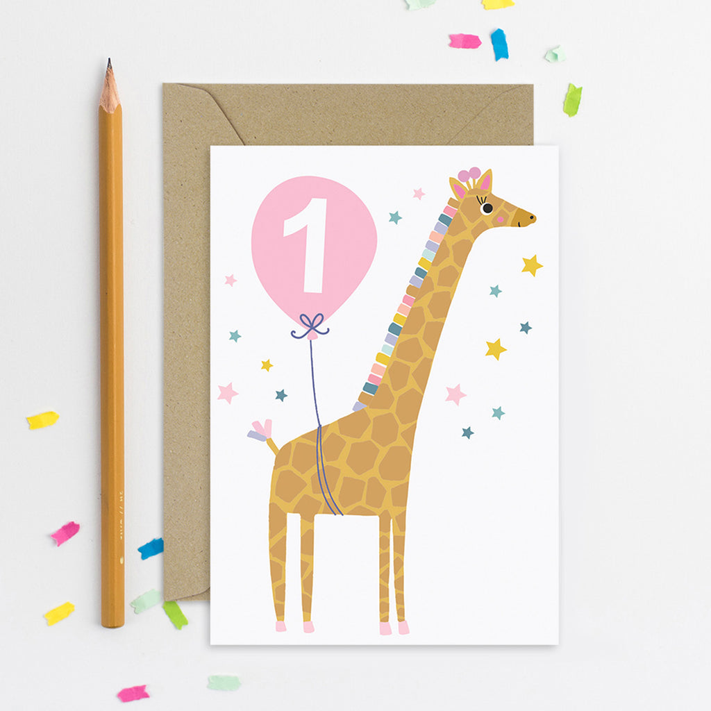 Giraffe Baby Age 1 Card