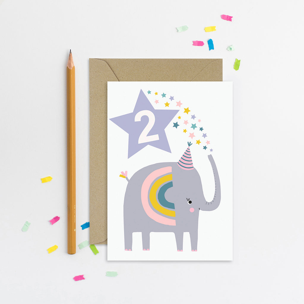 Elephant Age 2 Birthday Card