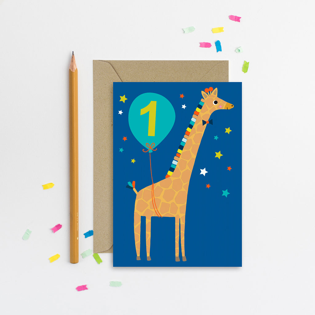 Giraffe Baby Blue Age 1 Card