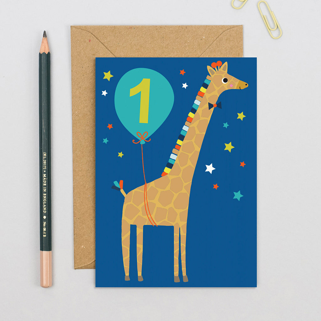 Giraffe Baby Blue Age 1 Card