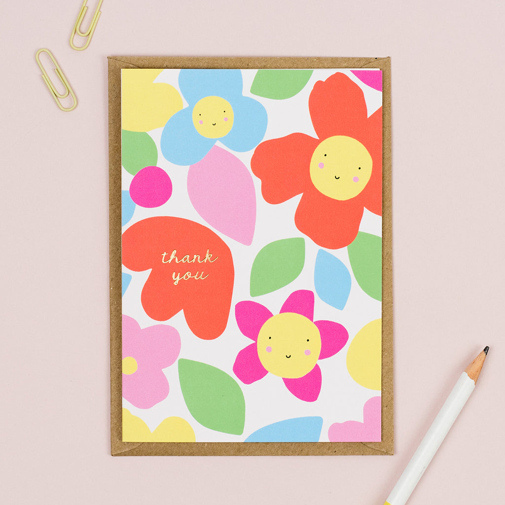 Flower Faces Thank You Card